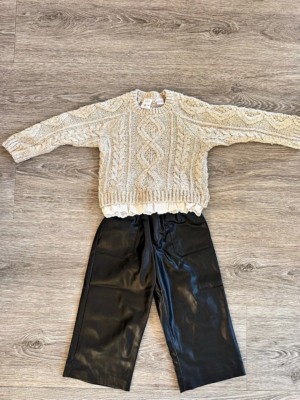 Zara Baby Cable Knit Set Black & Cream Size 3-4T